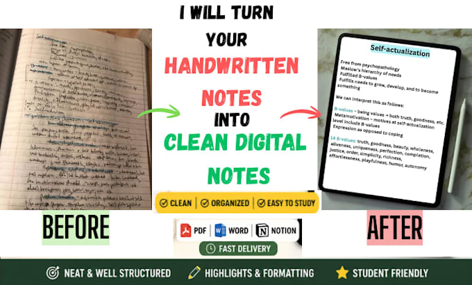 turn your handwritten notes into clean digital notes