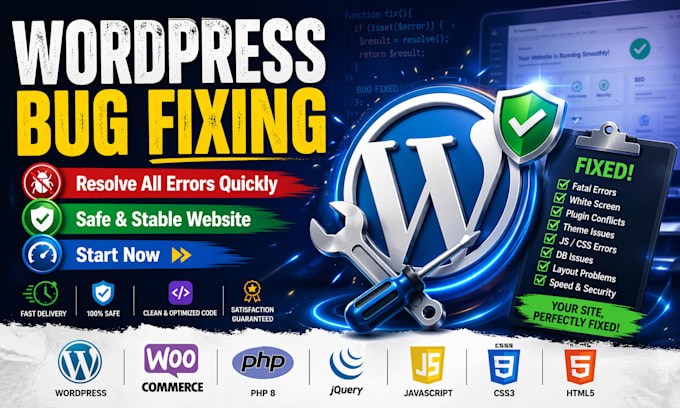 fix wordpress bugs, errors, and critical issues fast