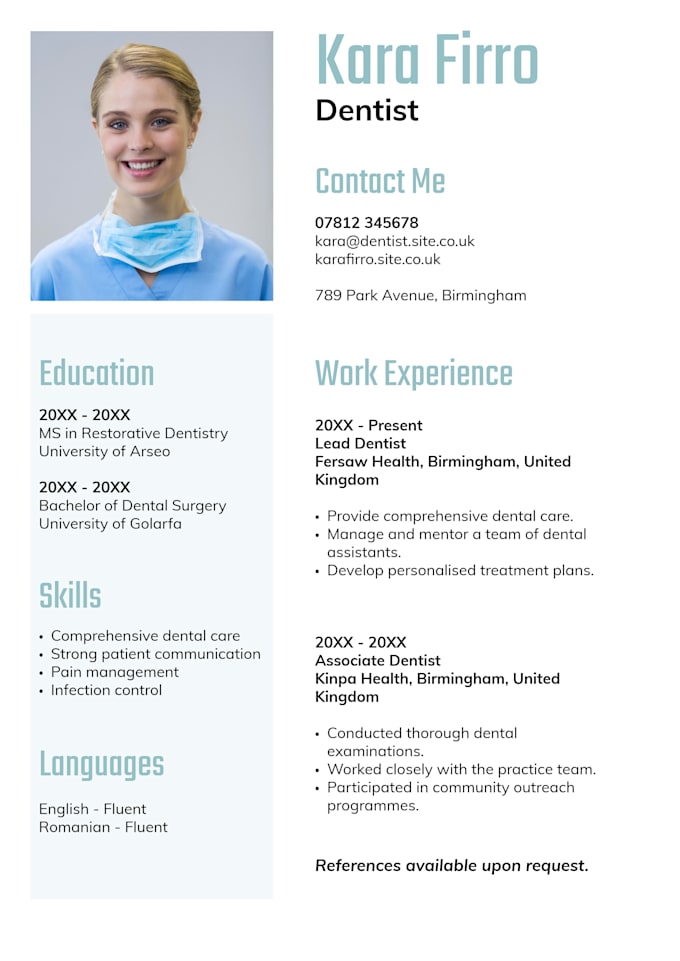 write ats friendly medical resume CV