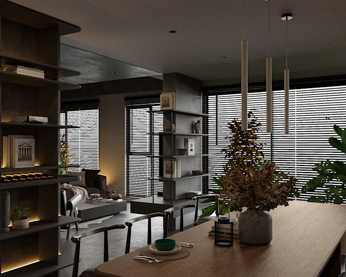 photorealistic modern interior rendering