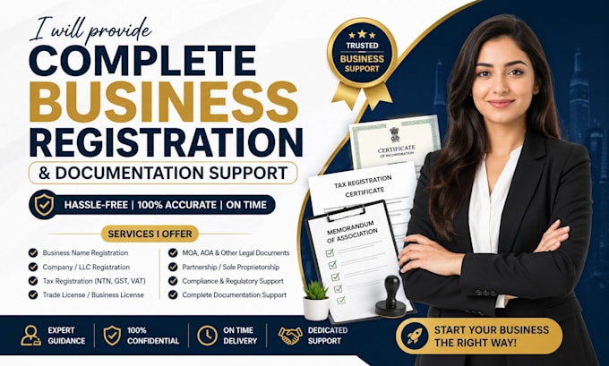 provide complete business registration and documentation support