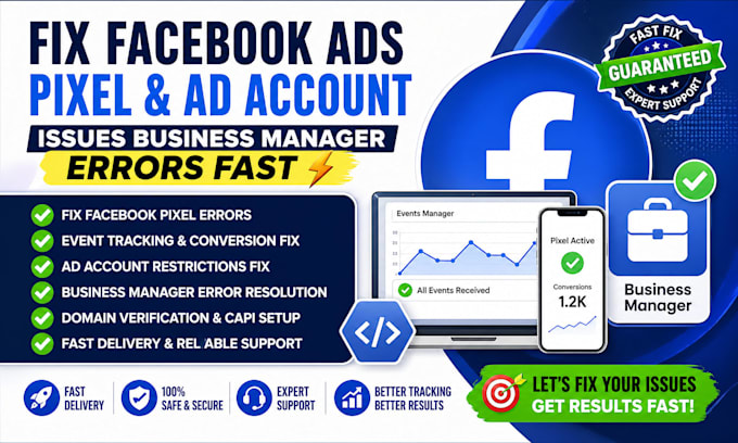 fix facebook ads pixel ad account issues business manager errors fast