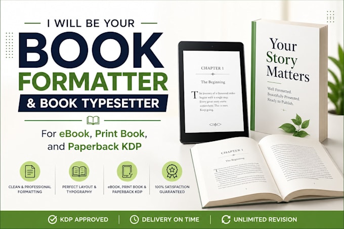 be your book formatter, ebook typesetter, printbook