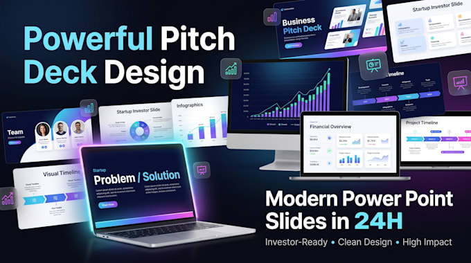 design investor pitch deck presentation in powerpoint, startup fundraising deck