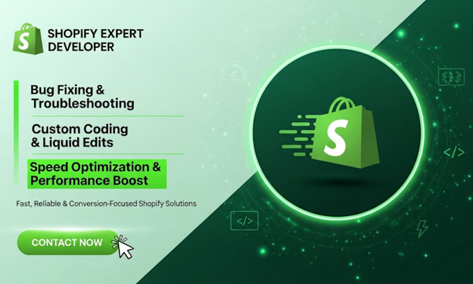 be your expert shopify developer custom coding liquid bug fix speed optimization