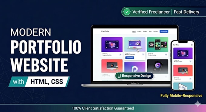 design modern responsive portfolio website in HTML CSS