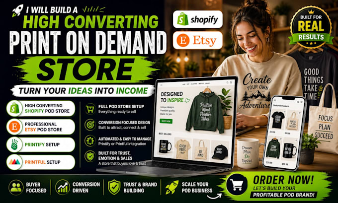 do print on demand store, shopify pod store, etsy pod store, printify, printful
