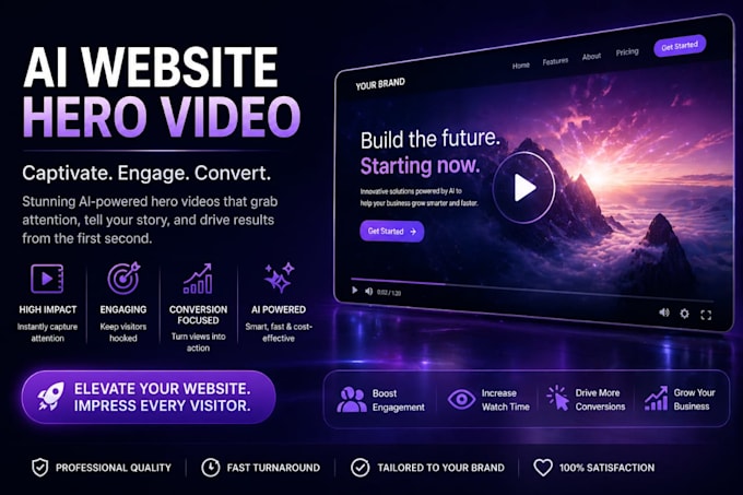 design ai website hero video, website header video, ads GIF animated web banner