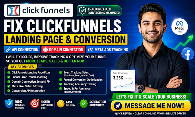 fix clickfunnels landing page conversion api domain connection meta ads tracking