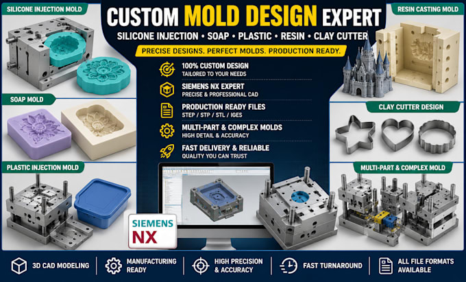 design custom silicone injection soap plastic resin molds siemens nx clay cutter