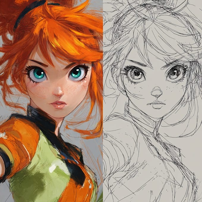Draw an anime character fan art by Helouiorkem | Fiverr