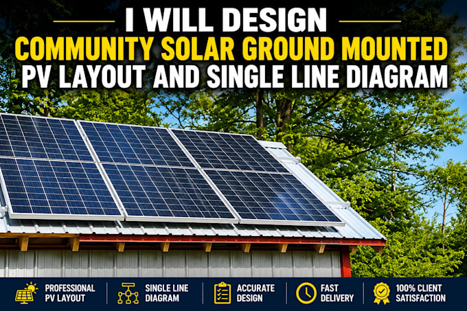 design community solar ground mounted pv layout and single line diagram