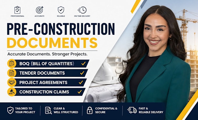 draft pre construction agreements, tender documents, boq and construction claims