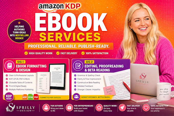 developmental edit, proofread, beta reading and format for amazon KDP, kindle