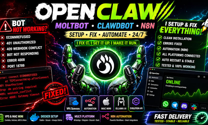 setup fix open claw openclaw moltbot clawdbot n8n vps mac mini bot