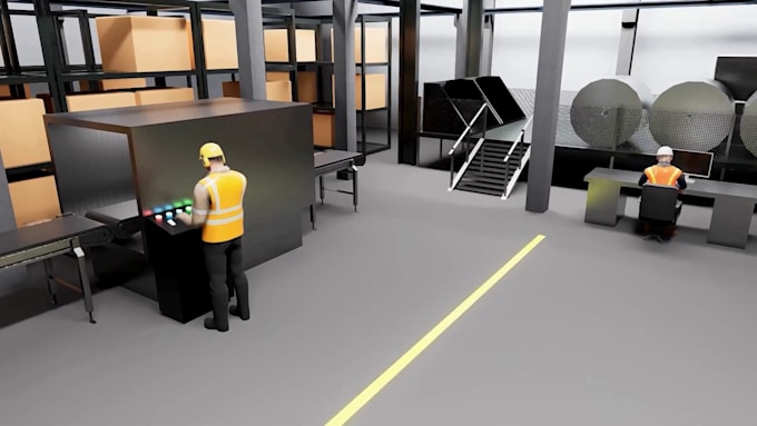 create 3d industrial technical animation machine safety training workplace video