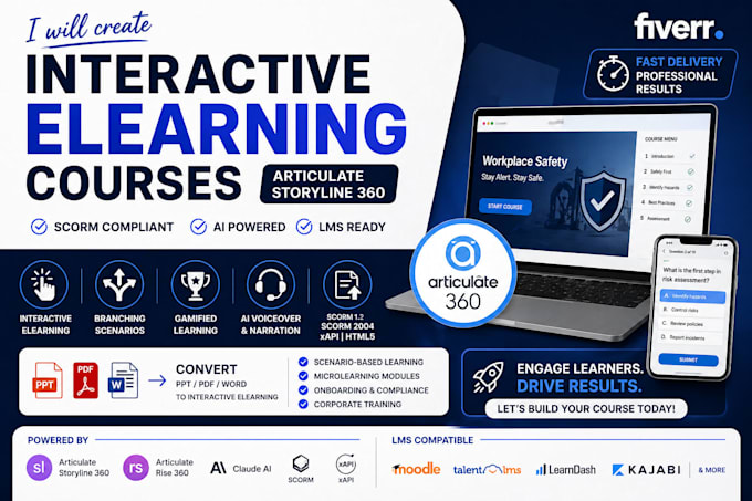 create interactive elearning course articulate storyline 360 scorm claude ai lms