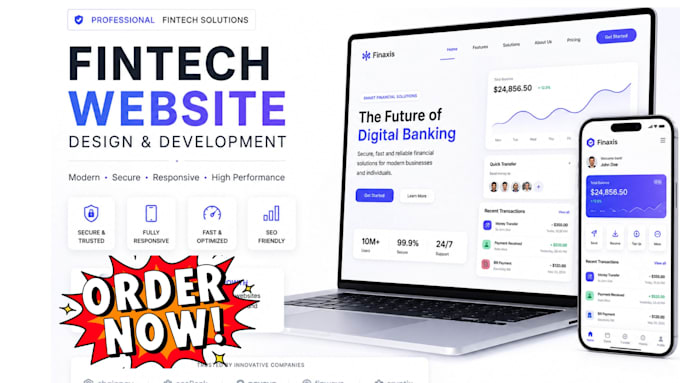 design and develop fintech website, crypto website or banking website