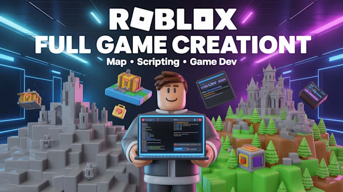 create roblox full game, roblox game map, scripting, obby tycoon development
