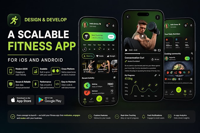 design and develop a scalable fitness app for ios and android