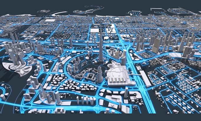 model 3d city map, city terrain shaded relief map and 3d printable isometric map
