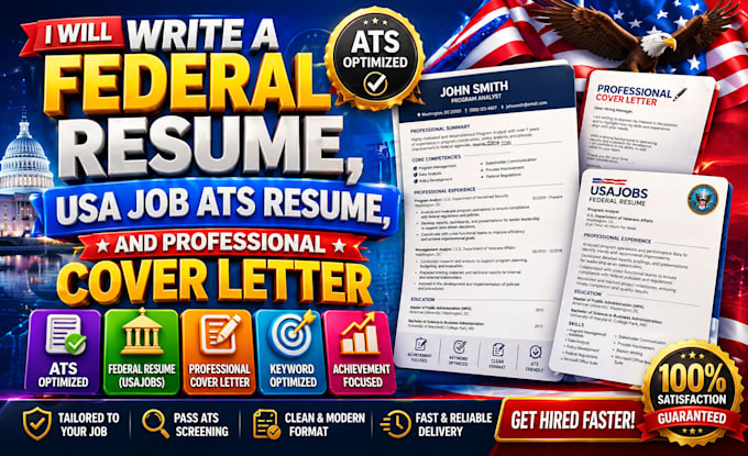 Write a federal resume usa job ats resume professional cover letter by ...