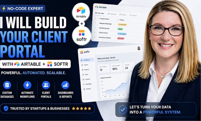 build airtable client portal, customer dashboard, airtable and softr portal