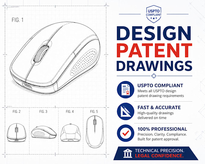 draw high quality design patent drawings
