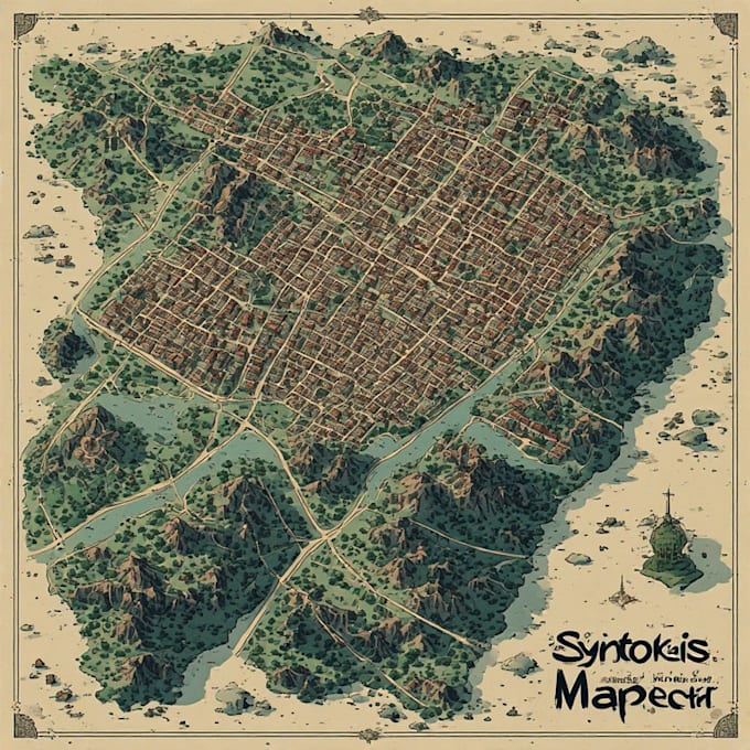 create a custom antique or vintage city map illustration