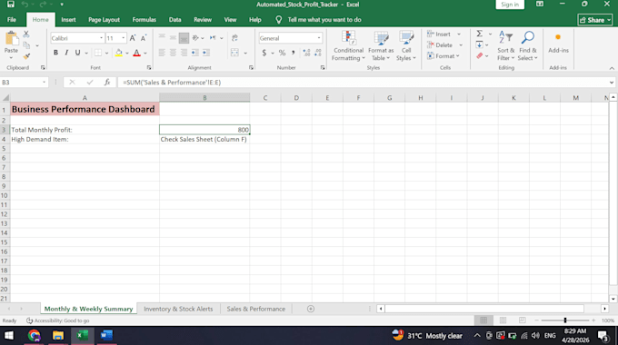 create an automated excel dashboard