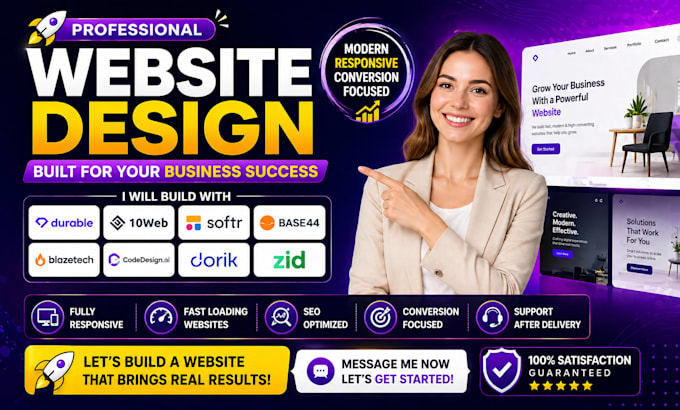 build durable 10web softr base44 blazetech codedesignai dorik zid website design