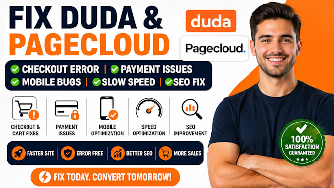 fix duda pagecloud checkout error bug mobile issue slow speed payment seo