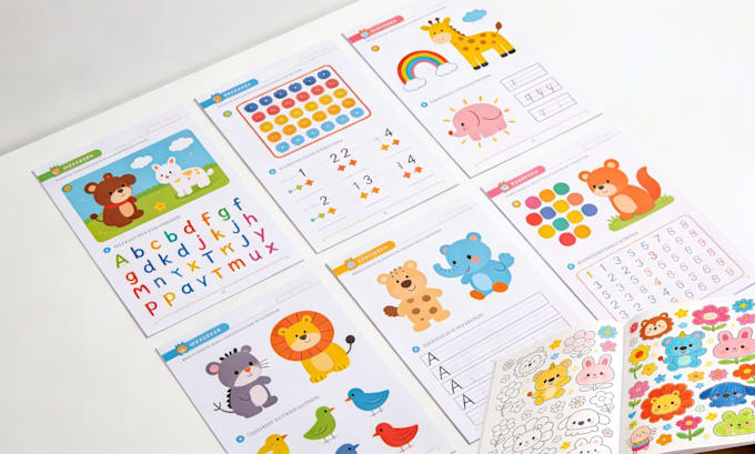 create illustrated kids activity book and workbook for KDP