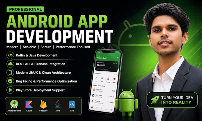 develop android app in java or kotlin with clean architecture