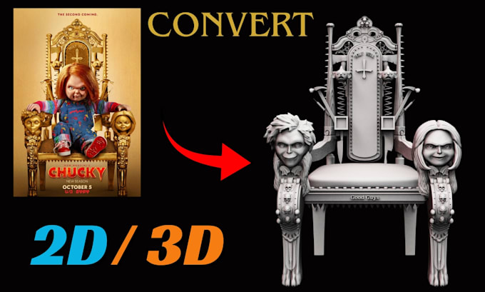custom printable 3d model form 2d image sketch to 3d character product 3d print