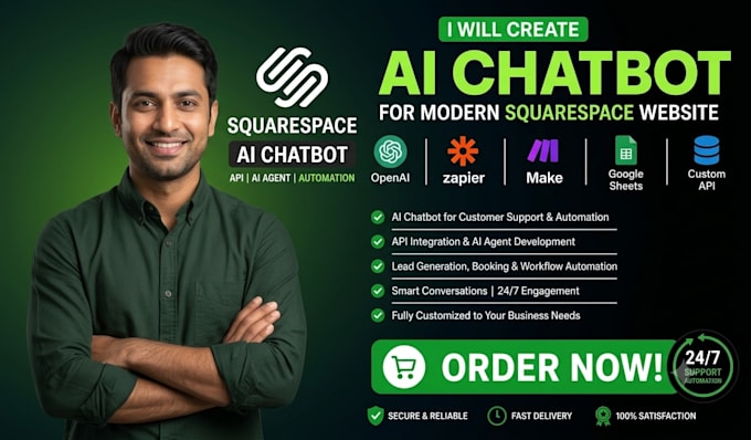 integrate ai chatbot for mordern squarespace website api ai agent automation