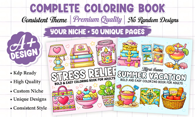 create bold and easy complete coloring book for KDP