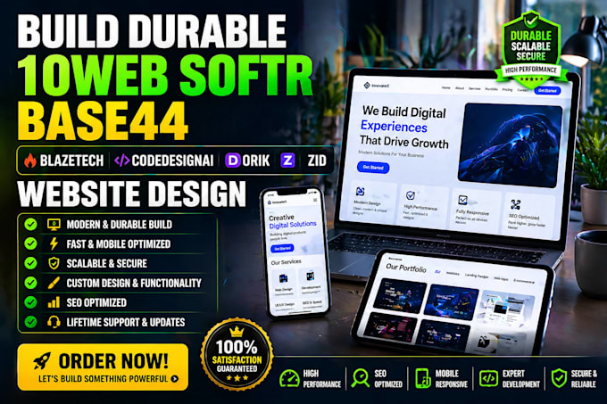 build 10web dorik base44 durable softr blazetech codedesignai zid website design