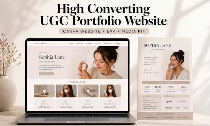 design a high converting canva ugc portfolio website epk and kit for creators