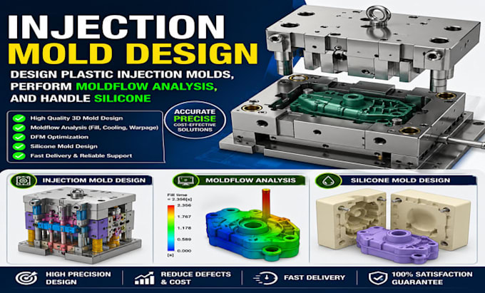 design plastic injection molds, perform moldflow analysis, and handle silicone