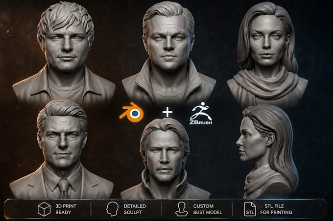 sculpt custom 3d head model 3d face 3d bust model action figure stl 3d printing