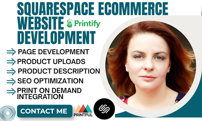 design or redesign squarespace website development squarespace printful printify
