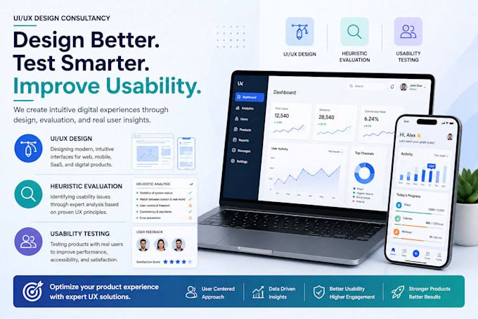 ui UX design, heuristic evaluation, usability testing