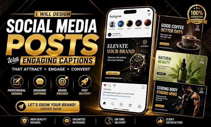 design professional social media posts and captions