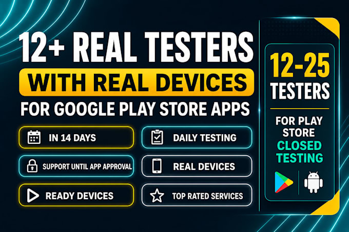 provide 12 testers google play testers android app testing beta testing