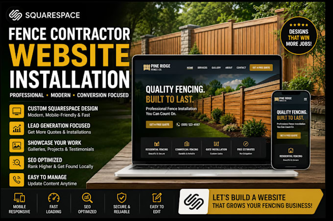 build squarespace fence contractor website installation website