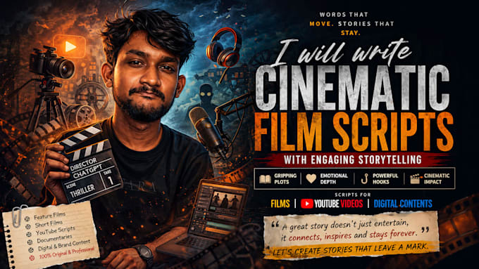 write cinematic film scripts with engaging storytelling