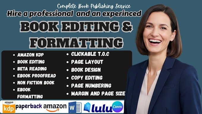 professionally do book editing, formatting for amazon KDP paperback publishing