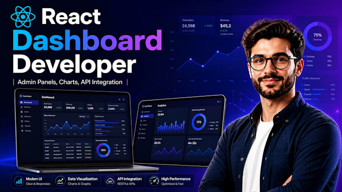 build react dashboards and admin panels with charts and apis