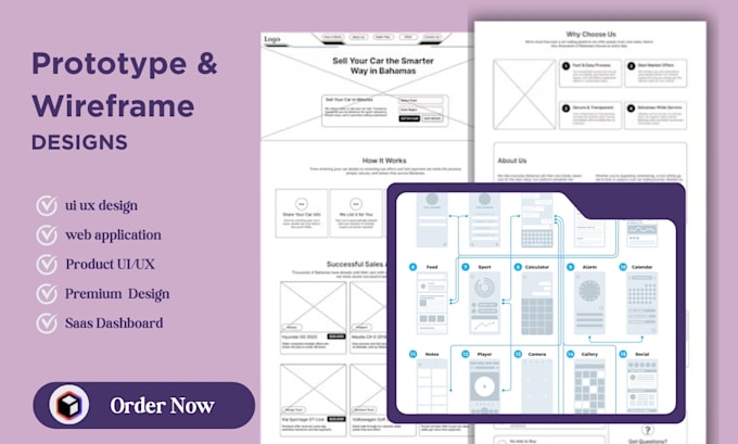 Design de site web d'application mobile ui ux prototype wireframe ...